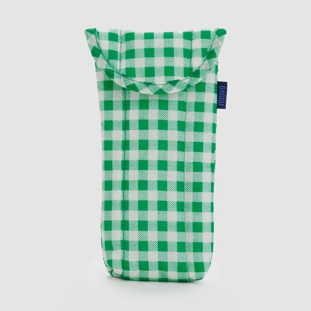 NWT BAGGU Puffy Glasses Sleeve - Green Gingham